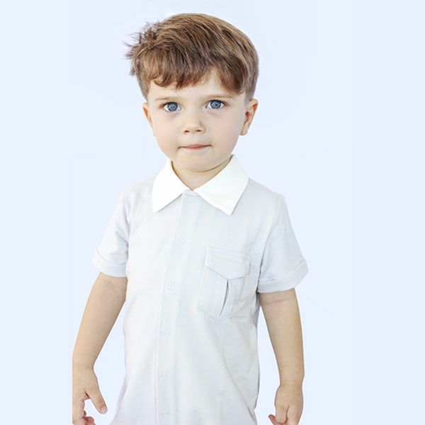 【SALE／50%OFF】オーガニックコットン ベビーショートオール（半袖）Little Business