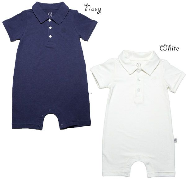 【SALE／50%OFF】オーガニックコットン ベビーショートオール（半袖）Classic 3 Button