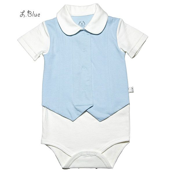 【SALE／50%OFF】オーガニックコットン ベビーロンパース（半袖）Young Gentleman