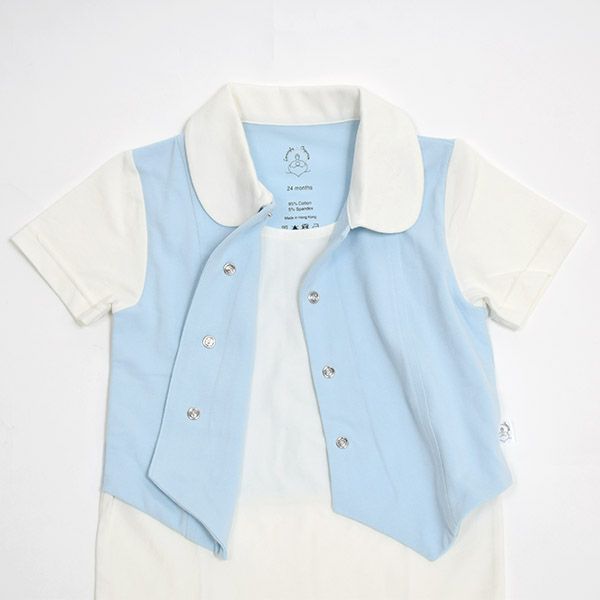 【SALE／50%OFF】オーガニックコットン ベビーロンパース（半袖）Young Gentleman