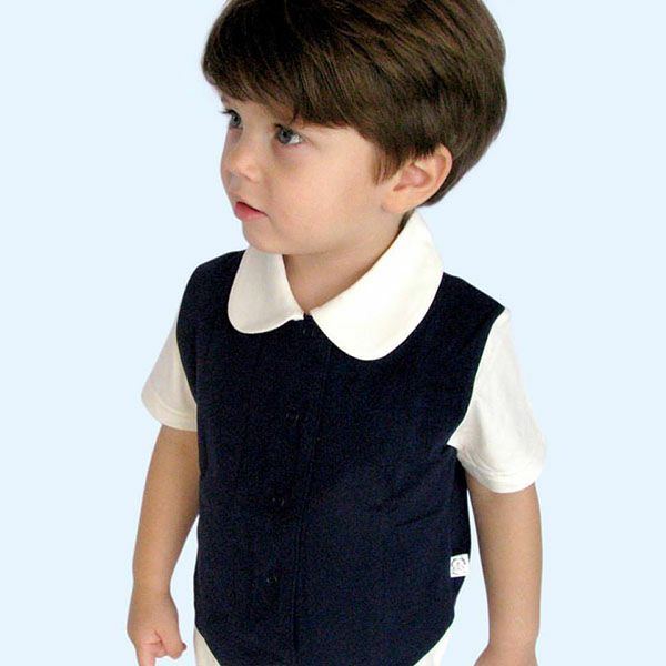 【SALE／50%OFF】オーガニックコットン ベビーロンパース（半袖）Young Gentleman