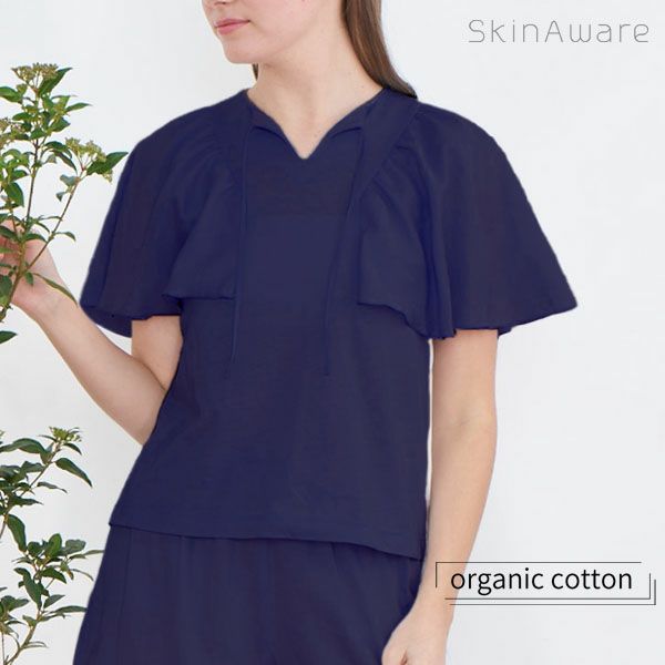 【SALE／40%OFF】オーガニックコットン フレアスリーブトップ