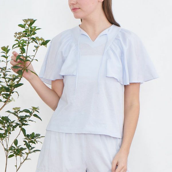 【SALE／40%OFF】オーガニックコットン フレアスリーブトップ