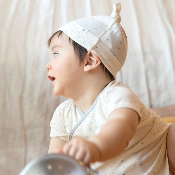 オーガニックコットン ベビー吊天竺 帽子 金平糖