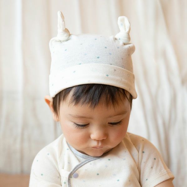 オーガニックコットン ベビー吊天竺 帽子 金平糖