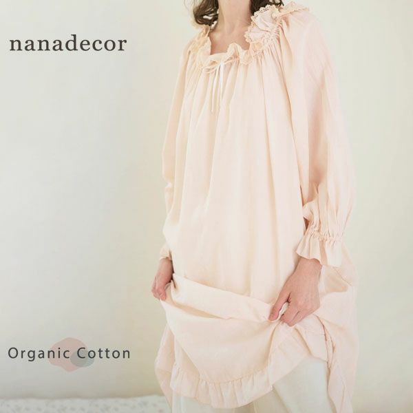 オーガニックコットン チェリーブロッサムドレス レーシーピンク M