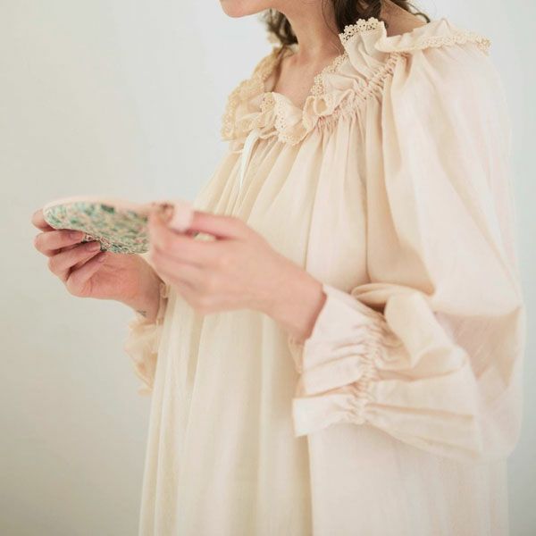 オーガニックコットン チェリーブロッサムドレス レーシーピンク M