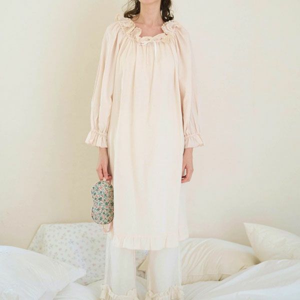 オーガニックコットン チェリーブロッサムドレス レーシーピンク M