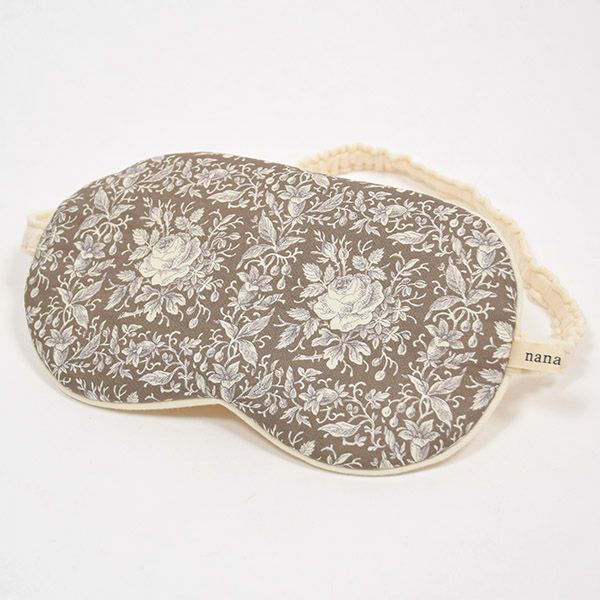 オーガニックコットン ビッグアイマスク カーキ×ナチュラル