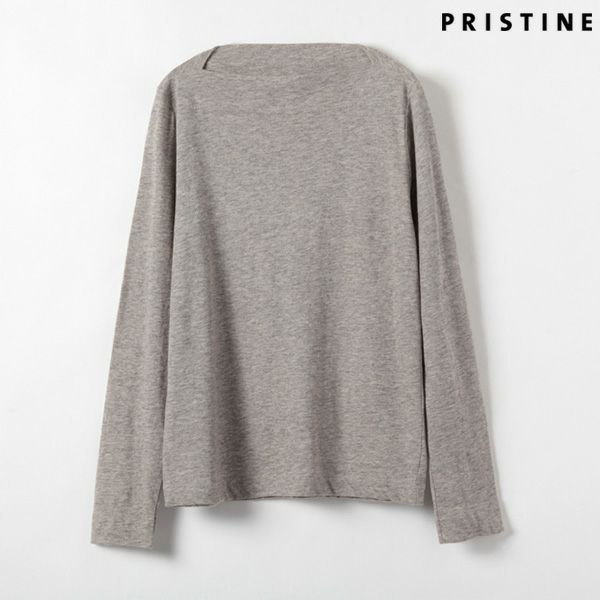 オーガニックコットン&ヤク ボートネックシャツ（長袖）グレー M