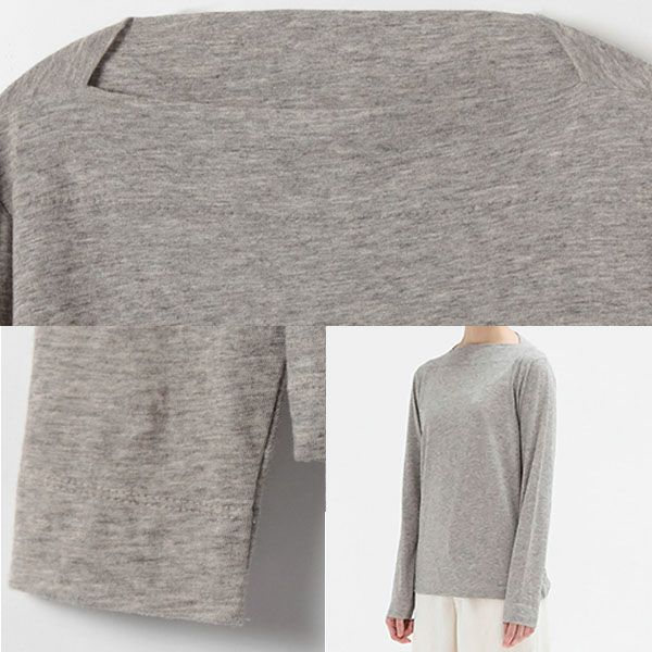 オーガニックコットン&ヤク ボートネックシャツ（長袖）グレー M