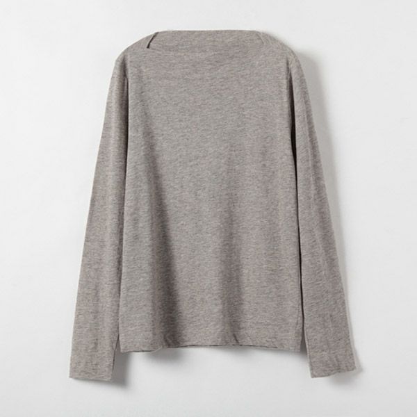 オーガニックコットン&ヤク ボートネックシャツ（長袖）グレー M