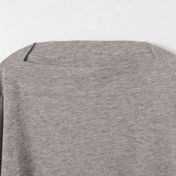 オーガニックコットン&ヤク ボートネックシャツ（長袖）グレー M