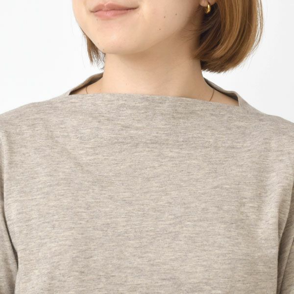 オーガニックコットン&ヤク ボートネックシャツ（長袖）グレー M