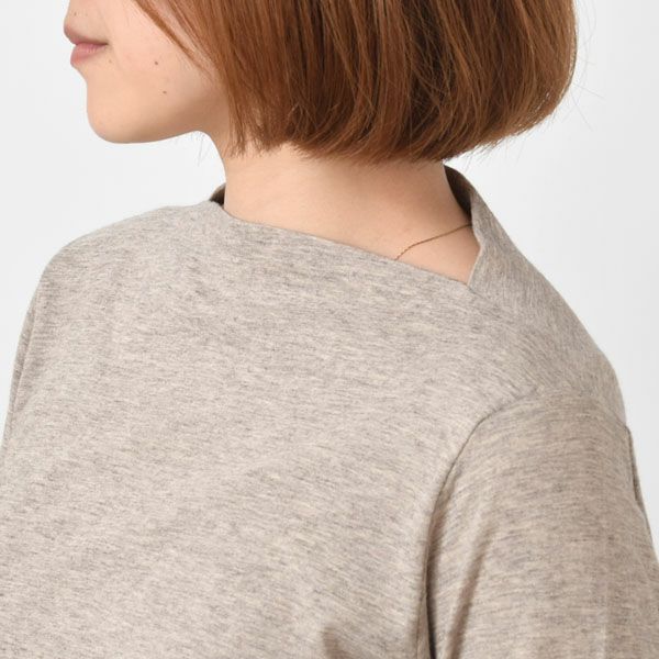 オーガニックコットン&ヤク ボートネックシャツ（長袖）グレー M
