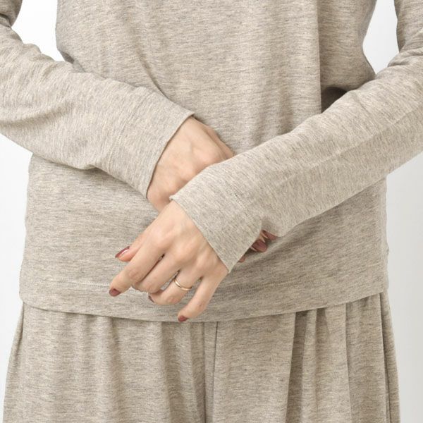 オーガニックコットン&ヤク ボートネックシャツ（長袖）グレー M