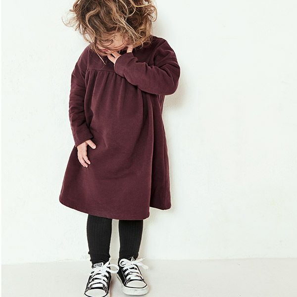 【SALE／40%OFF】オーガニックコットン キッズ イタリアンフリースギャザーワンピース(長袖)
