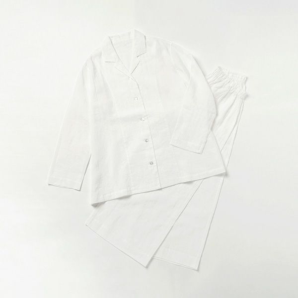 オーガニックコットン＆リネン さらさらパジャマ ホワイト M
