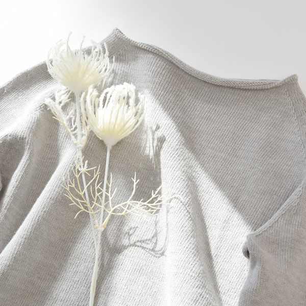 オーガニックコットン 無縫製ボートネックセーター