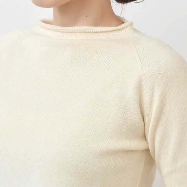 オーガニックコットン 無縫製ボートネックセーター