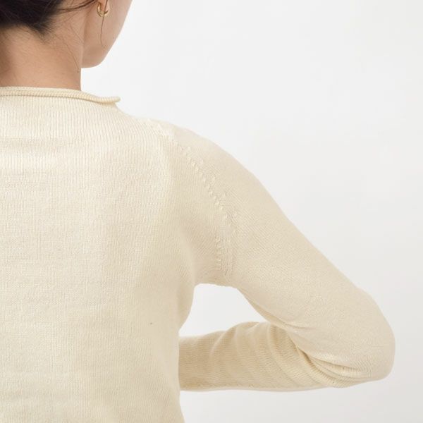 オーガニックコットン 無縫製ボートネックセーター