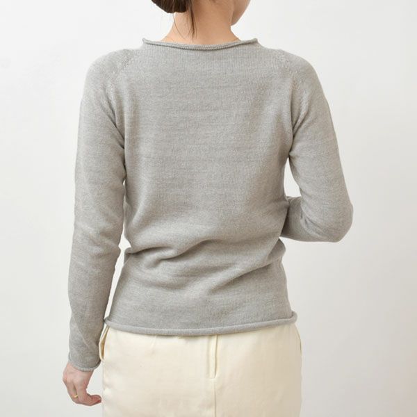 オーガニックコットン 無縫製ボートネックセーター