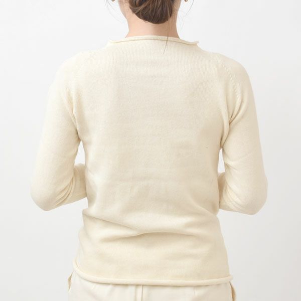 オーガニックコットン 無縫製ボートネックセーター