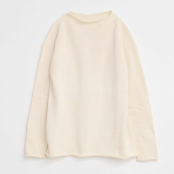 オーガニックコットン 無縫製ボートネックセーター