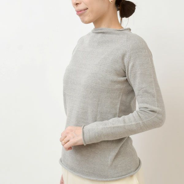 オーガニックコットン 無縫製ボートネックセーター