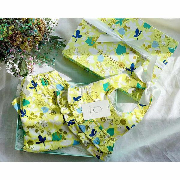 【SALE／20%OFF】 オーガニックコットン 出産祝い 女の子ロングパンツセット 幸せの小道 70-80