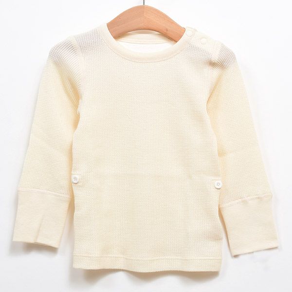 オーガニックコットン ベビー ワッフル長袖パジャマ 80-90