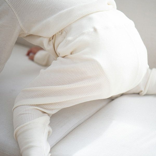 オーガニックコットン ベビー ワッフル長袖パジャマ 80-90