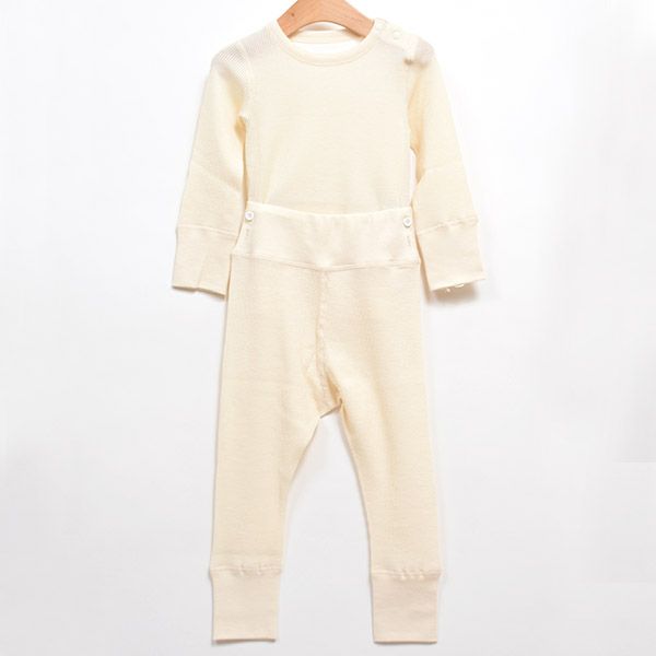 オーガニックコットン ベビー ワッフル長袖パジャマ 80-90