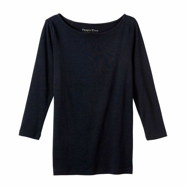 オーガニックコットン ベーシック ボートネックトップ（7分袖）