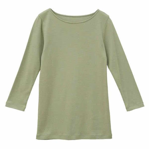 オーガニックコットン ベーシック ボートネックトップ（7分袖）