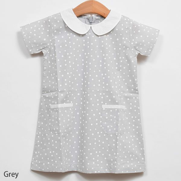 オーガニックコットン ベビーえり付きワンピースSpots（半袖）