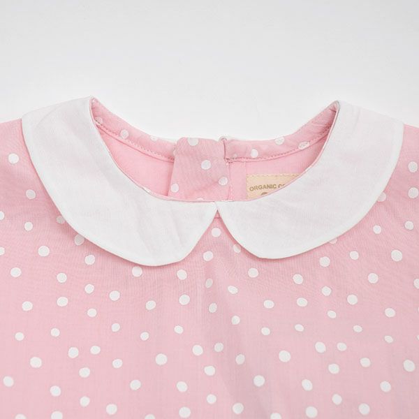 オーガニックコットン ベビーえり付きワンピースSpots（半袖）