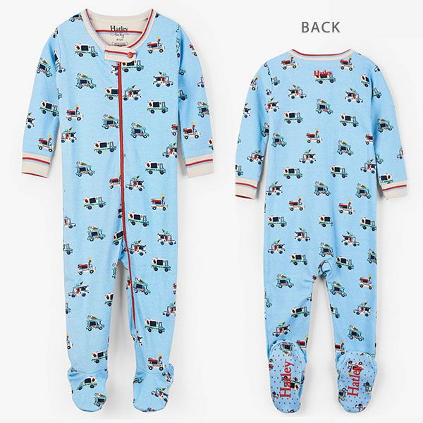 【SALE／40%OFF】オーガニックコットン ベビー足つきカバーオール Ice Cream Trucks