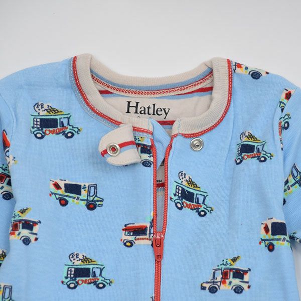 【SALE／40%OFF】オーガニックコットン ベビー足つきカバーオール Ice Cream Trucks