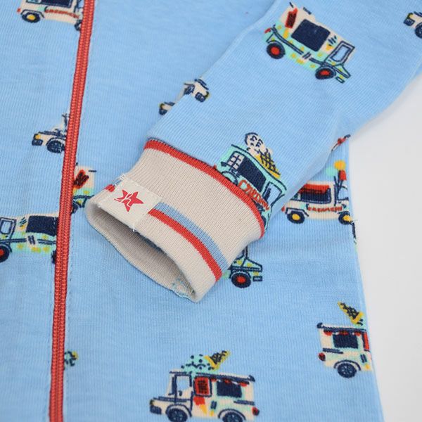 【SALE／40%OFF】オーガニックコットン ベビー足つきカバーオール Ice Cream Trucks