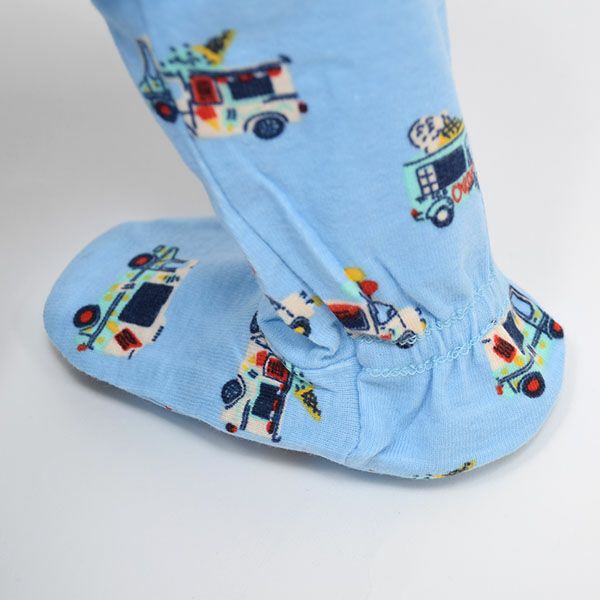【SALE／40%OFF】オーガニックコットン ベビー足つきカバーオール Ice Cream Trucks
