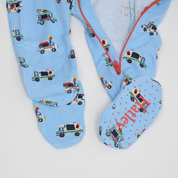 【SALE／40%OFF】オーガニックコットン ベビー足つきカバーオール Ice Cream Trucks