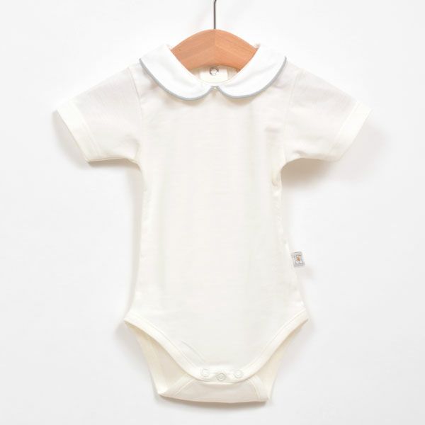 【SALE／30%OFF】オーガニックコットン＆リヨセル ベビー襟付きロンパース(半袖)