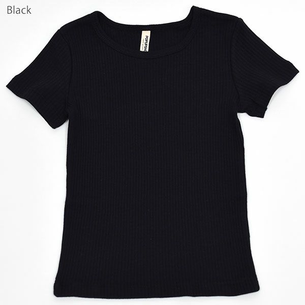 【SALE／30%OFF】オーガニックコットン キッズ リブクルーネックＴ（半袖）