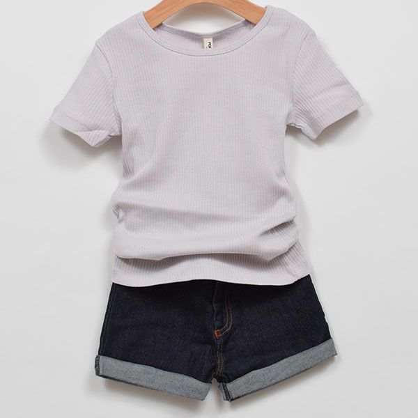 【SALE／30%OFF】オーガニックコットン キッズ リブクルーネックＴ（半袖）