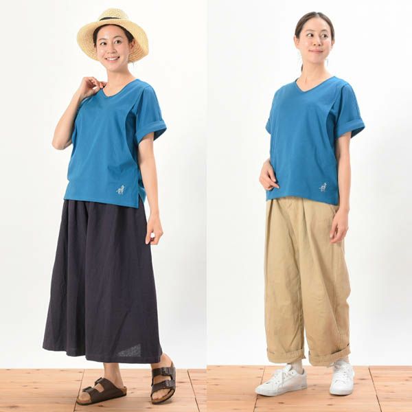 オーガニックコットン 授乳服（サイドスリットタイプ）Vネックシャツ プレーリー