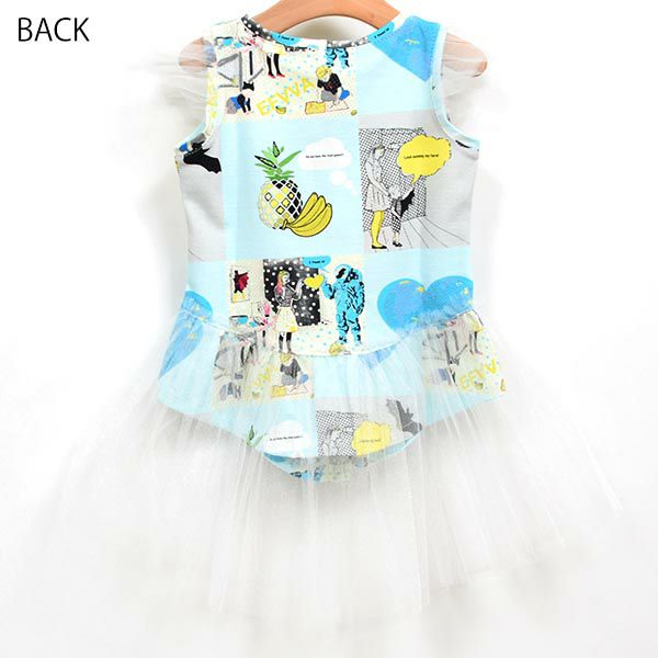 【SALE／80%OFF】オーガニックコットン ベビー チュールチュニック COMIC Blue 9-18m