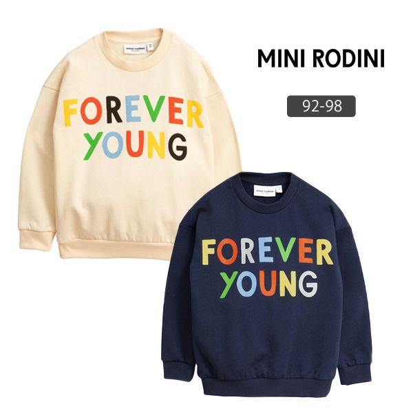 【SALE／40%OFF】オーガニックコットン キッズ裏起毛スウェット Forever young (長袖)