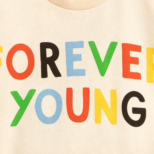 【SALE／40%OFF】オーガニックコットン キッズ裏起毛スウェット Forever young (長袖)