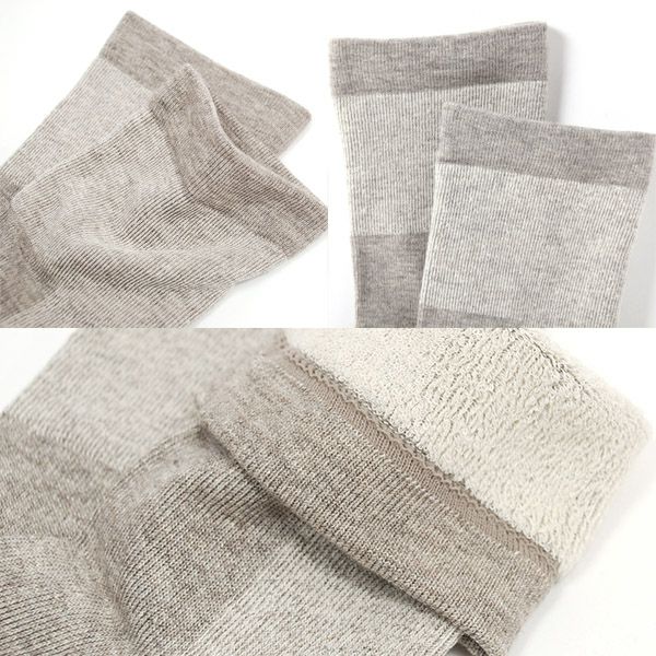 オーガニックコットン&ヤク 厚手おやすみソックス グレー 22-24